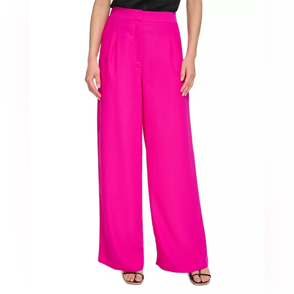 New York Clothing Company NYCC Pleated Wide Leg Fuchsia Pants Size 12 NWT - Picture 1 of 4